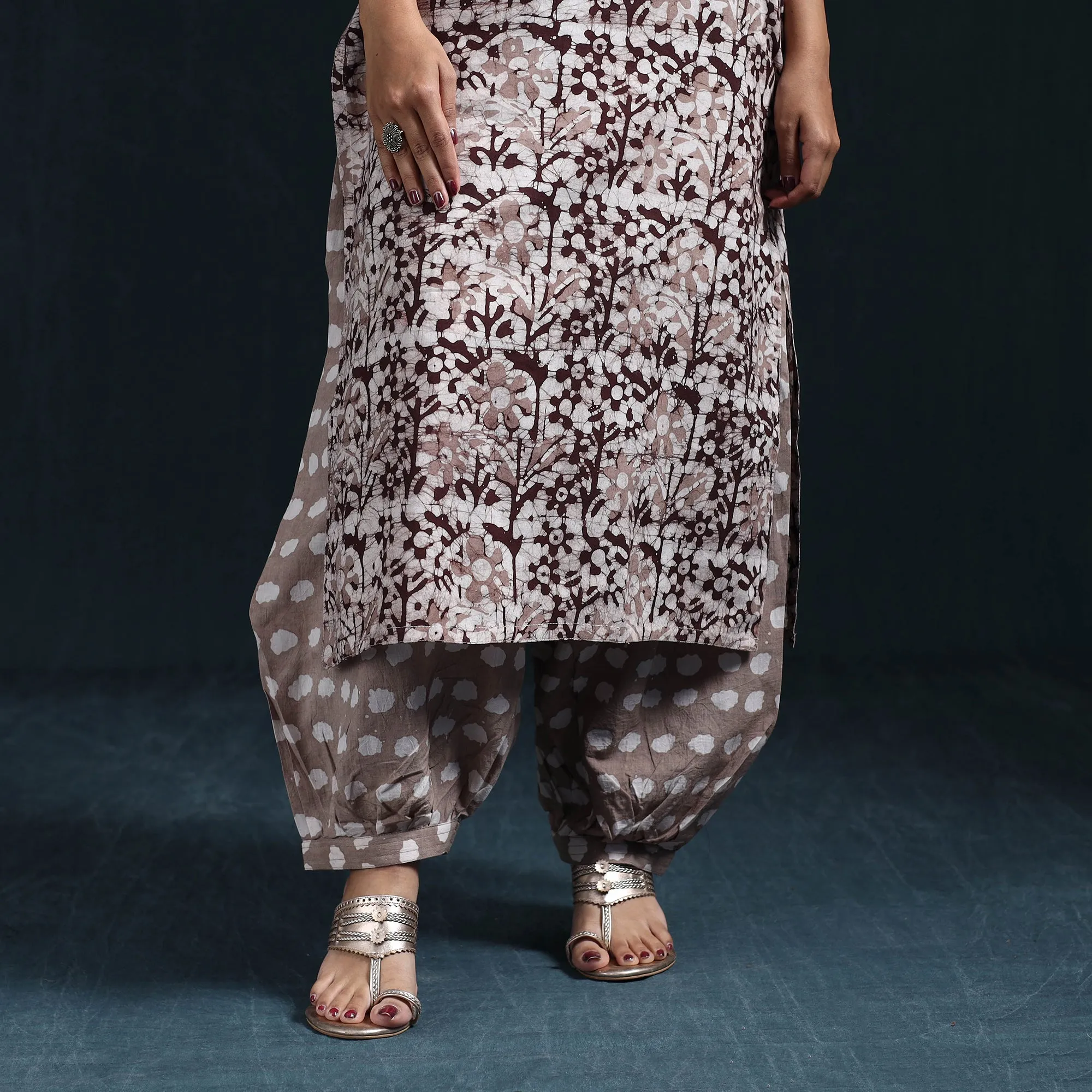 Brown - Hand Block Batik Print Cotton Suit Set with Dupatta for women 04 sold by Itokri product image thumbnail 5