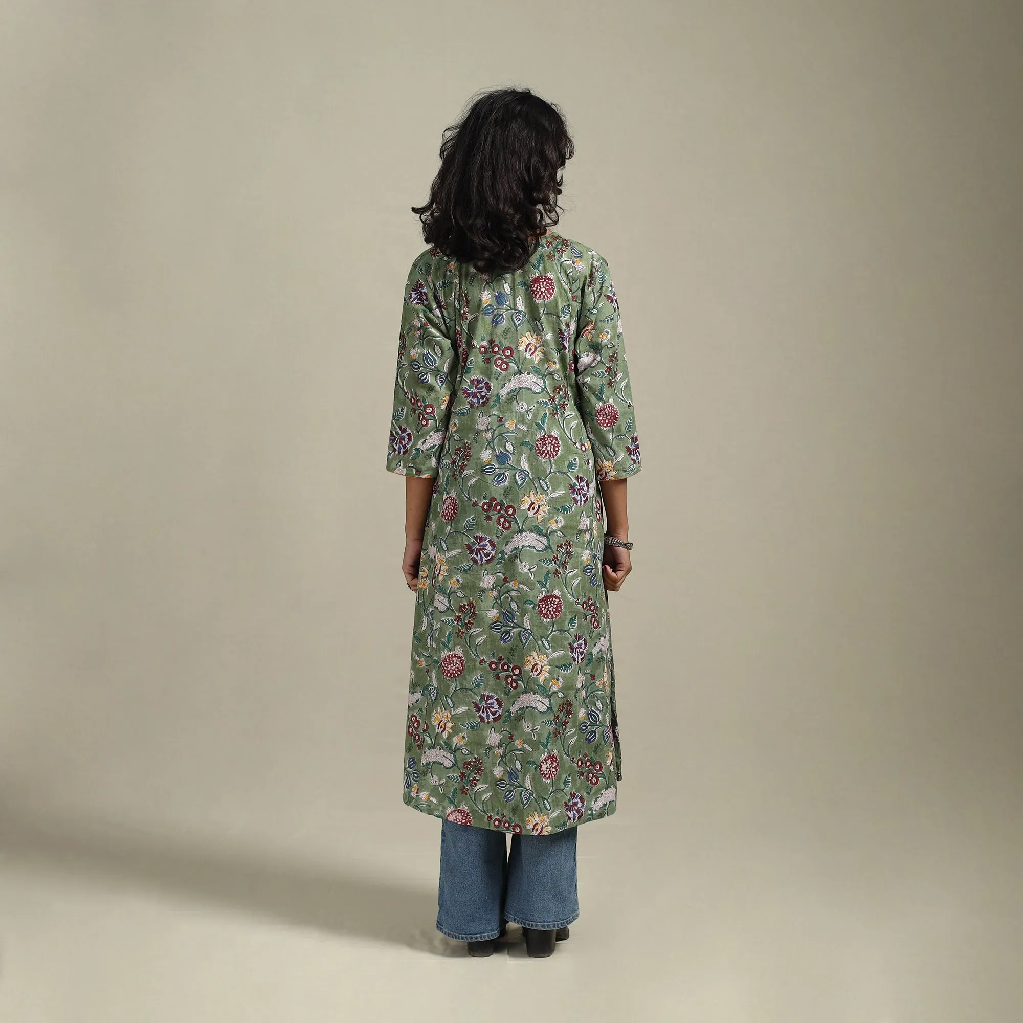 Green - Block Print Cotton A-Line Sanganeri Kurta 24 sold by Itokri product image thumbnail 5