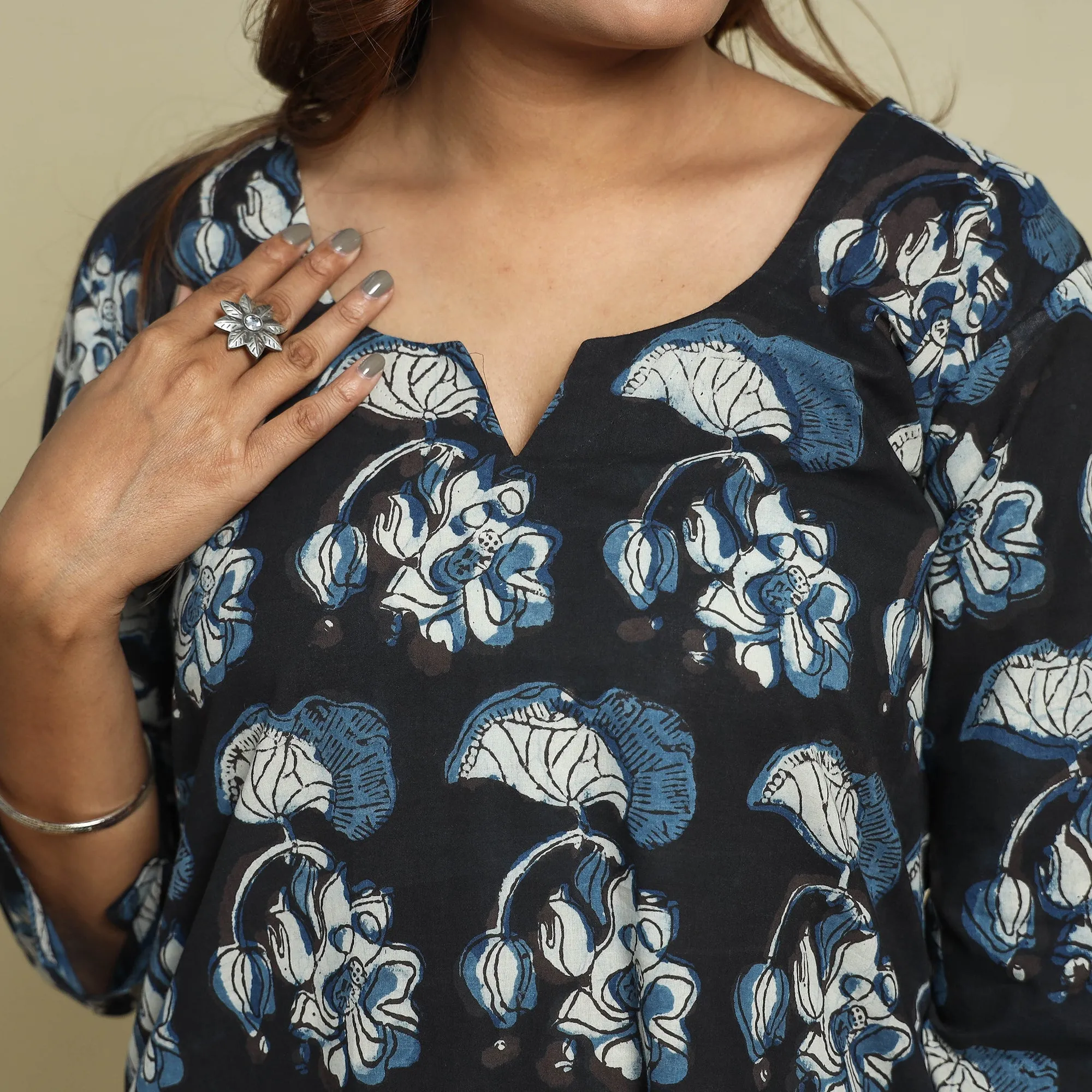 Black - Jahota Block Printed Cotton Straight Kurta sold by Itokri product image thumbnail 4