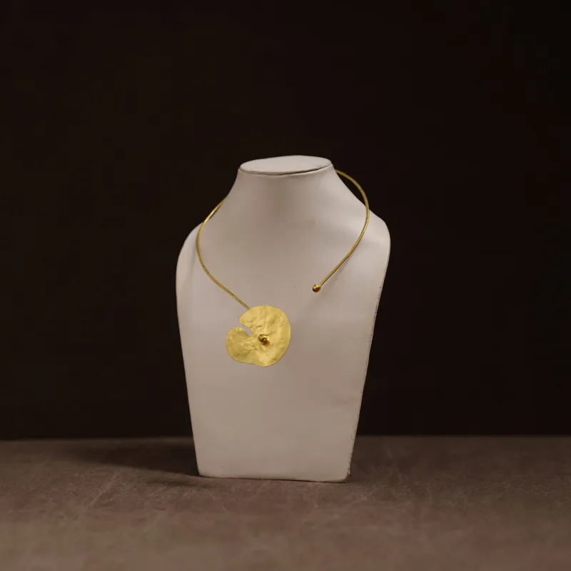 Yellow - Brass Metal Handcrafted Hasli Necklace 150 made by Itokri