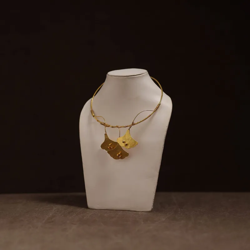 Yellow - Brass Metal Handcrafted Hasli Necklace 136 made by Itokri