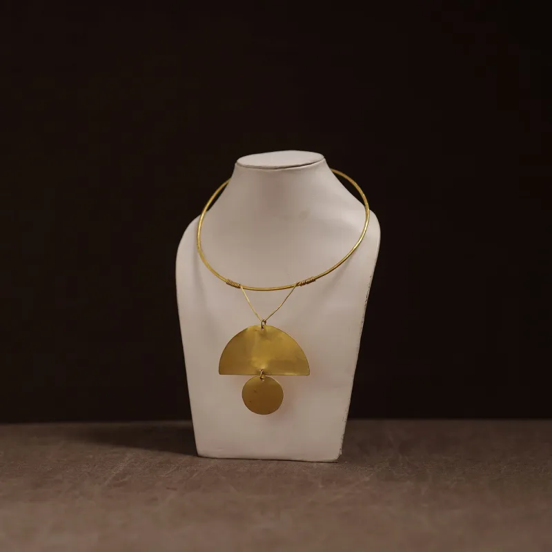 Yellow - Brass Metal Handcrafted Hasli Necklace 124 made by Itokri
