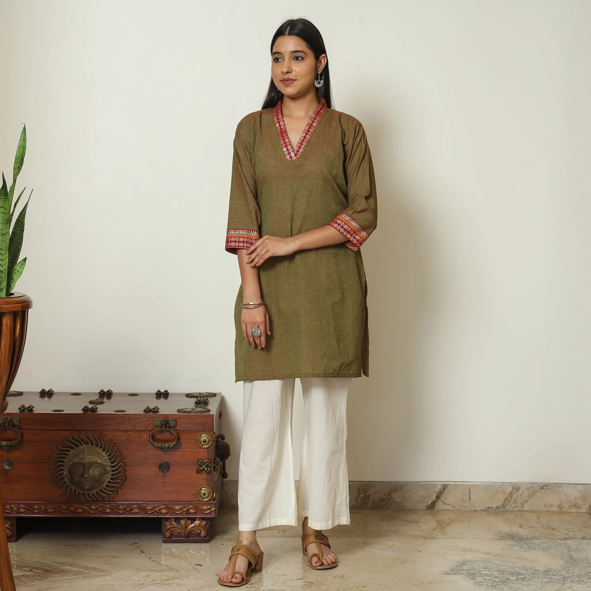 Green - Dharwad Cotton Short Kurta 17 sold by Itokri product image thumbnail 2