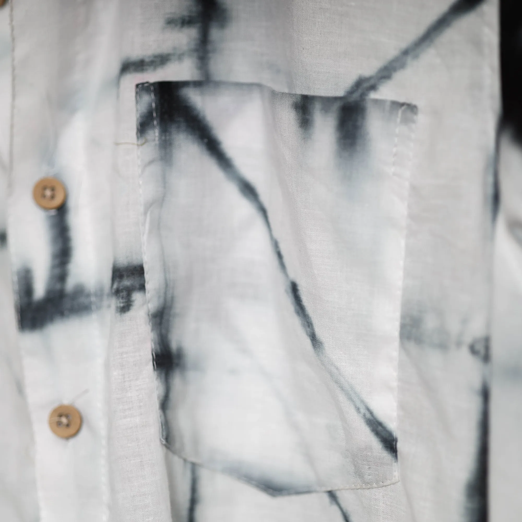 White - Shibori Tie-Dye Mul Cotton Men Half Sleeve Shirt sold by Itokri product image thumbnail 5