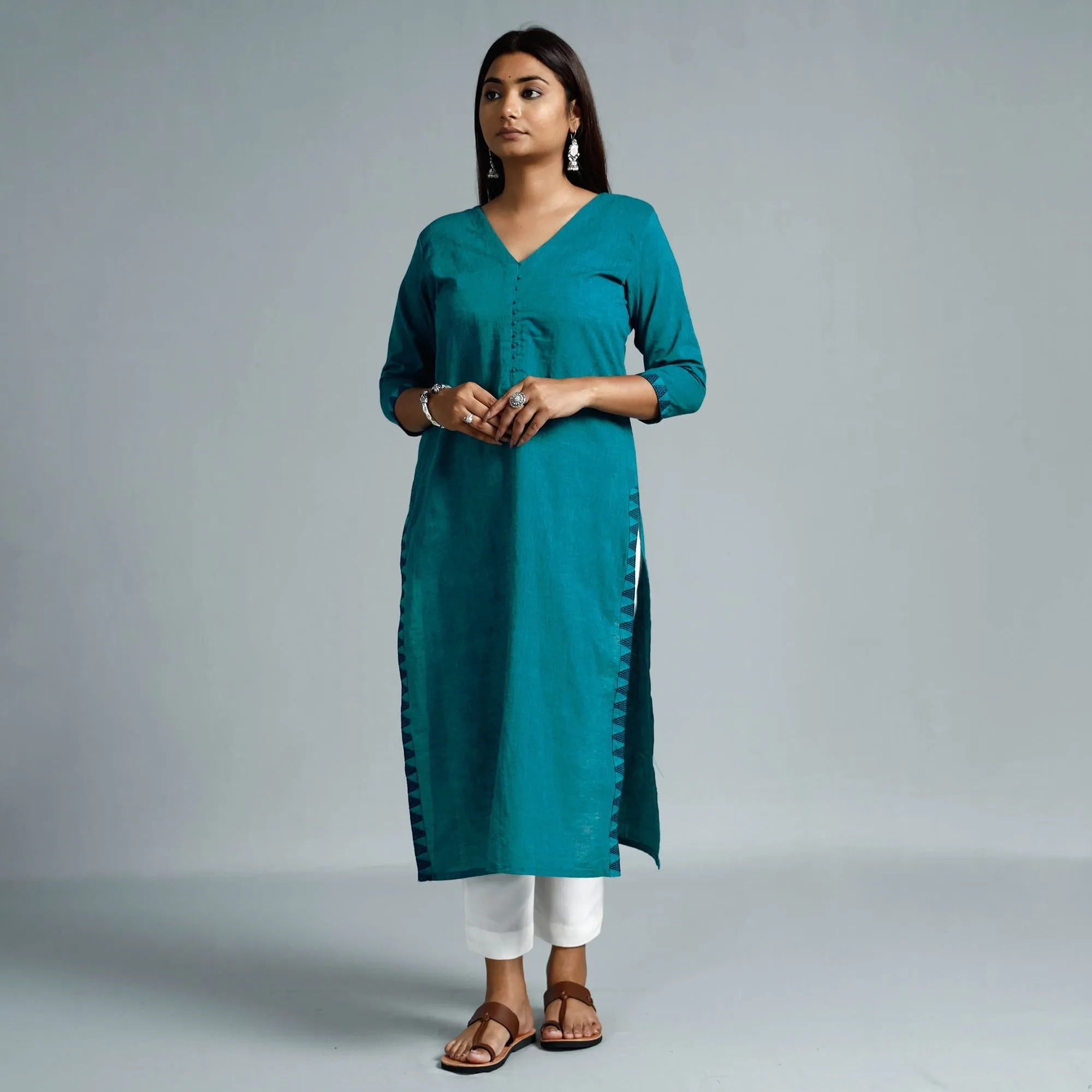 Pine Green Dharwad Cotton Long Kurta sold by Itokri product image thumbnail 2