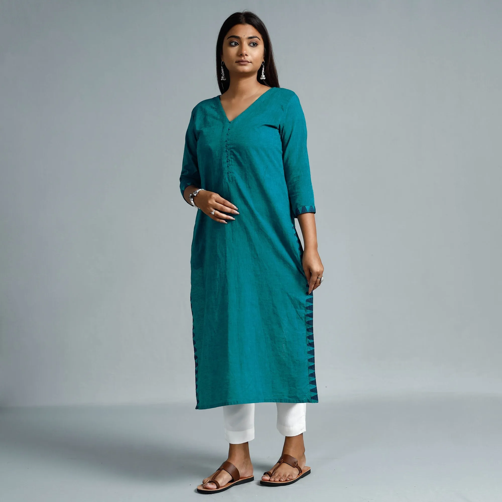 Pine Green Dharwad Cotton Long Kurta sold by Itokri product image thumbnail 3