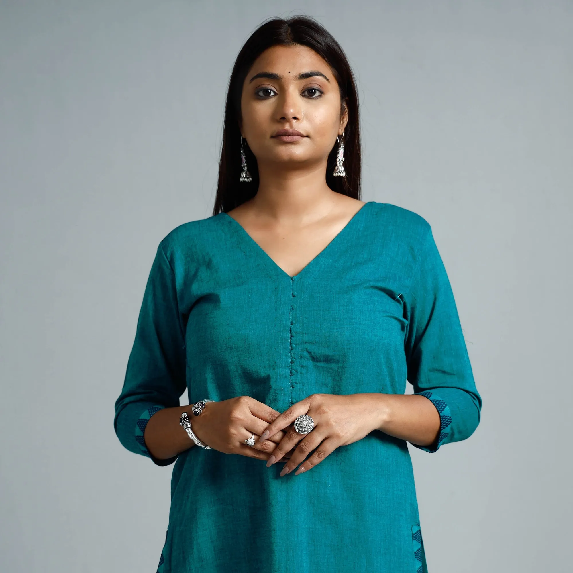 Pine Green Dharwad Cotton Long Kurta sold by Itokri