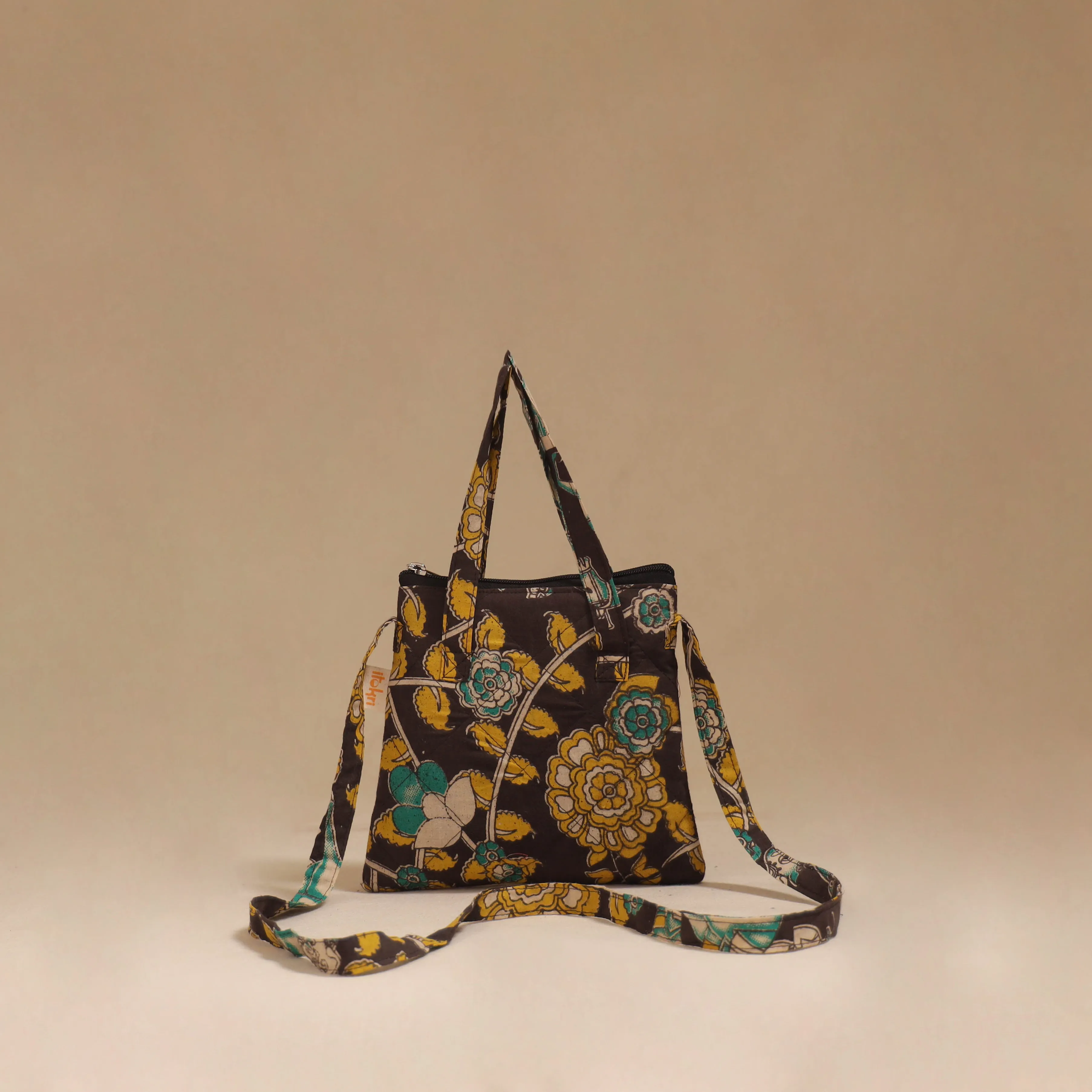 Black - Handcrafted Quilted Sling Bag 20 sold by Itokri