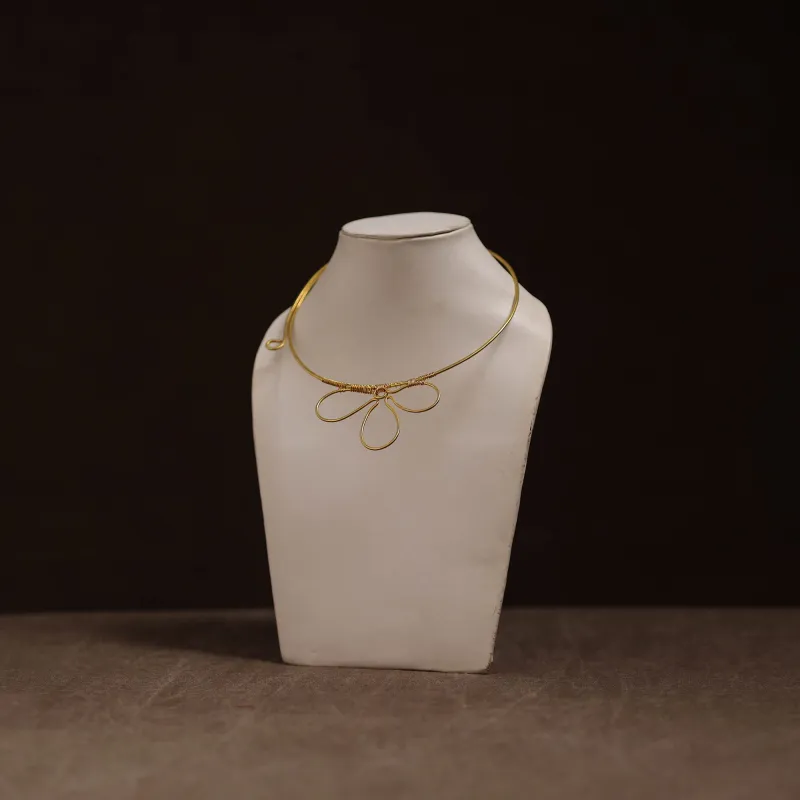 Yellow - Brass Metal Handcrafted Hasli Necklace 107 made by Itokri