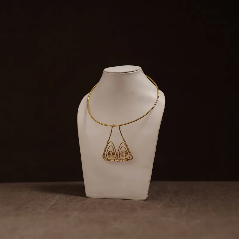 Yellow - Brass Metal Handcrafted Hasli Necklace 105 made by Itokri