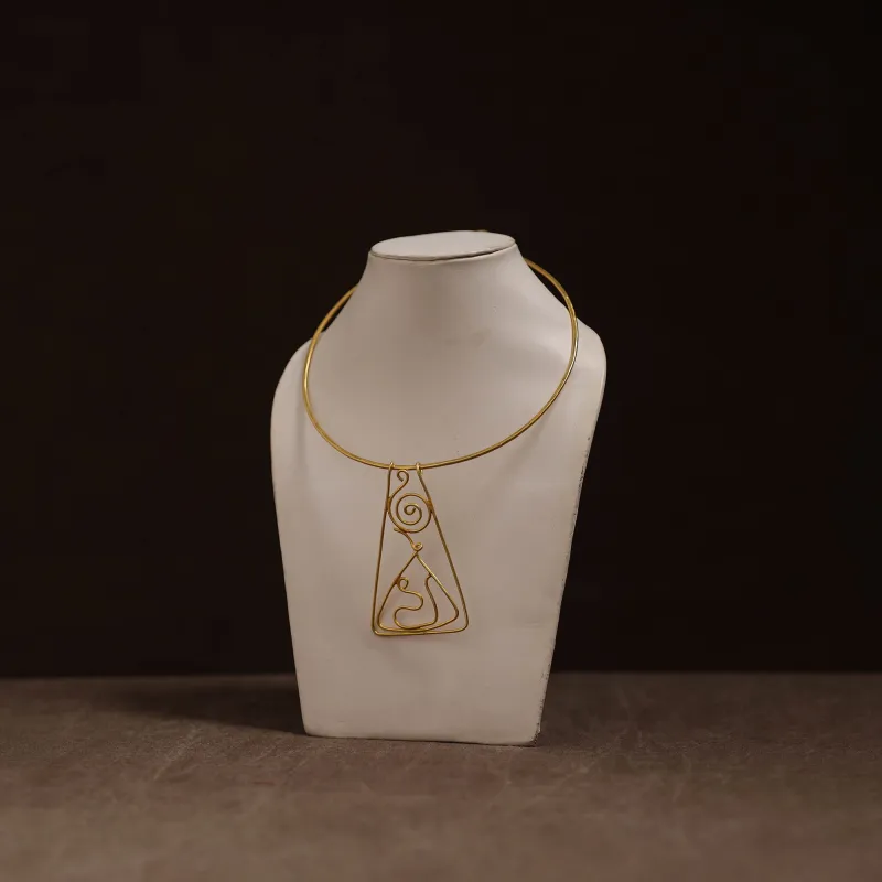 Yellow - Brass Metal Handcrafted Hasli Necklace 103 made by Itokri