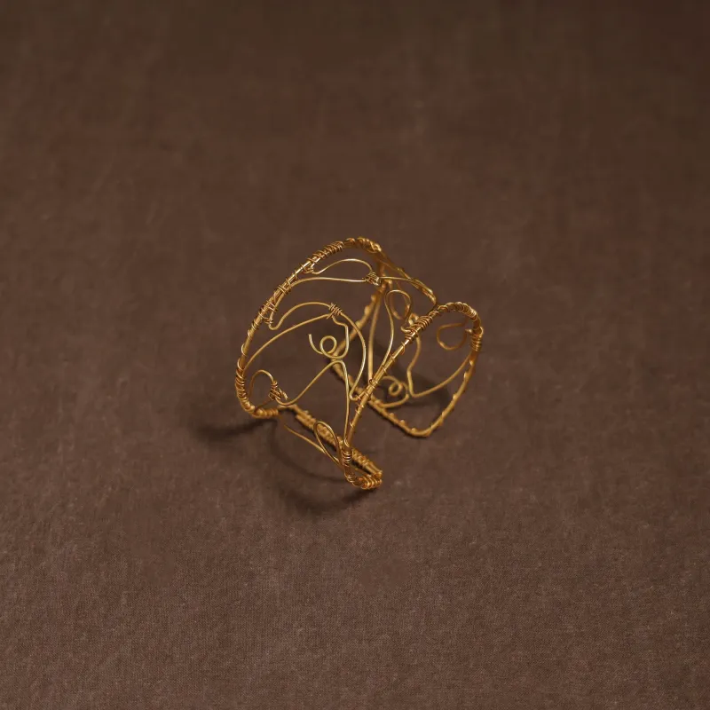 Yellow - Brass Metal Handcrafted Bracelet (Adjustable) 72 made by Itokri
