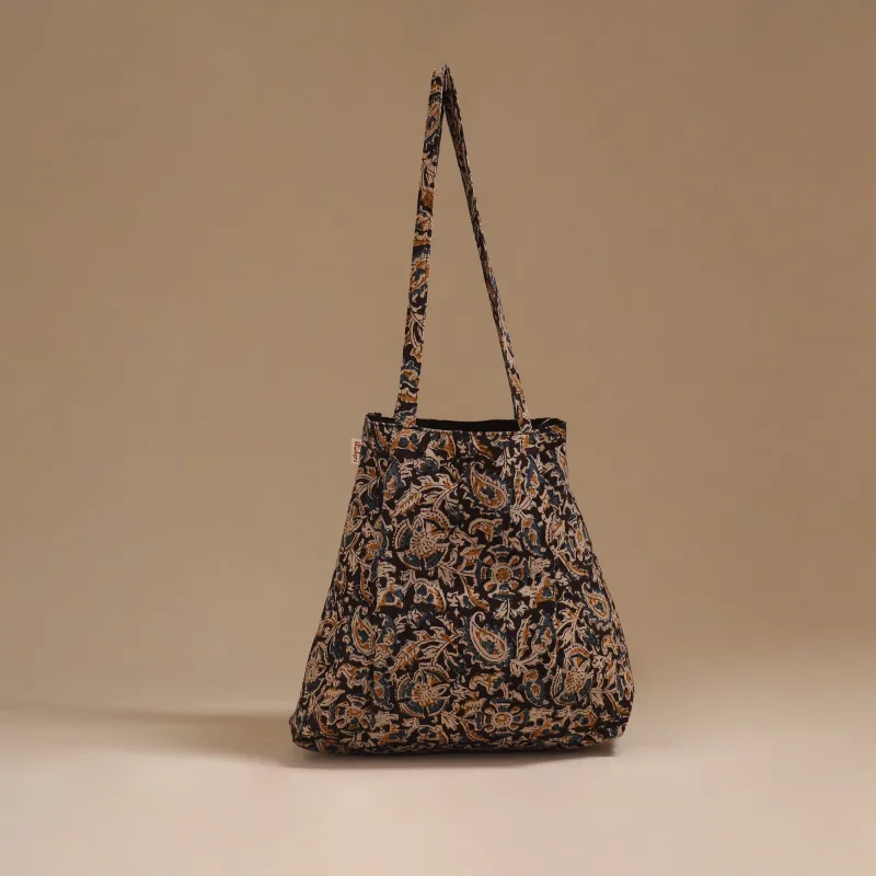 Black - Handcrafted Fabric Jhola Bag 86 made by Itokri