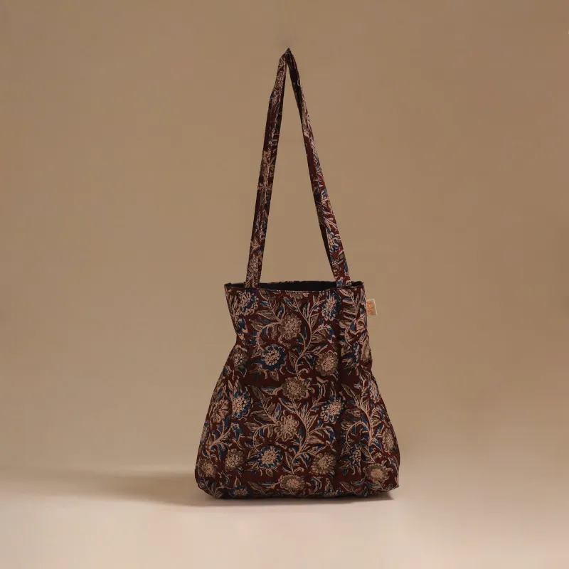 Brown - Handcrafted Fabric Jhola Bag  85 sold by Itokri
