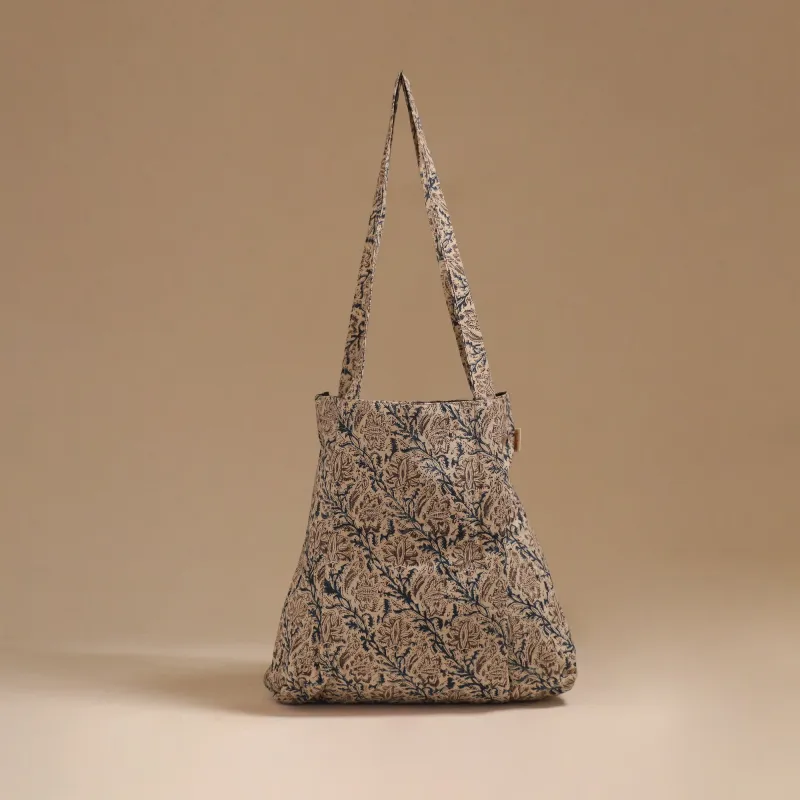 Beige - Handcrafted Fabric Jhola Bag  73 sold by Itokri