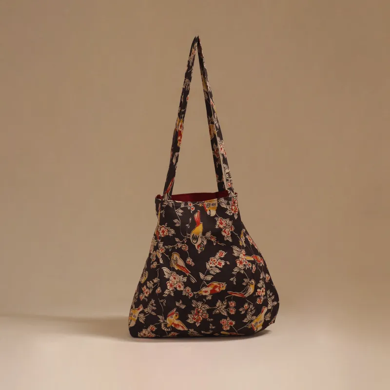 Black - Handcrafted Fabric Jhola Bag  66 made by Itokri