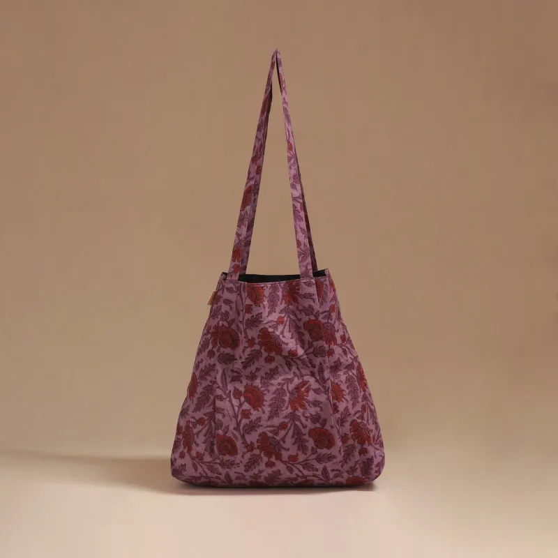 Purple - Handcrafted Fabric Jhola Bag 63 made by Itokri