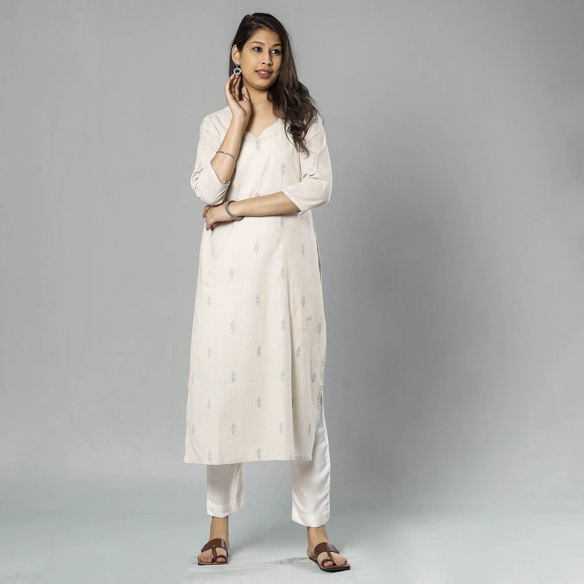 Beige - Jacquard Cotton Straight Kurta 12 sold by Itokri product image thumbnail 4