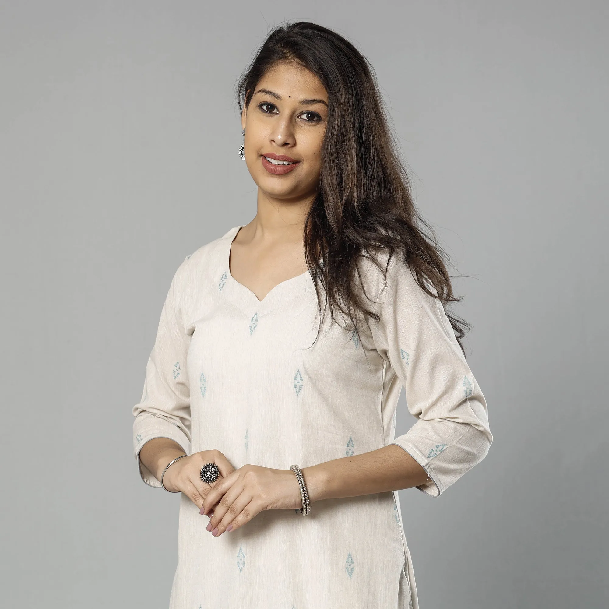 Beige - Jacquard Cotton Straight Kurta 12 sold by Itokri