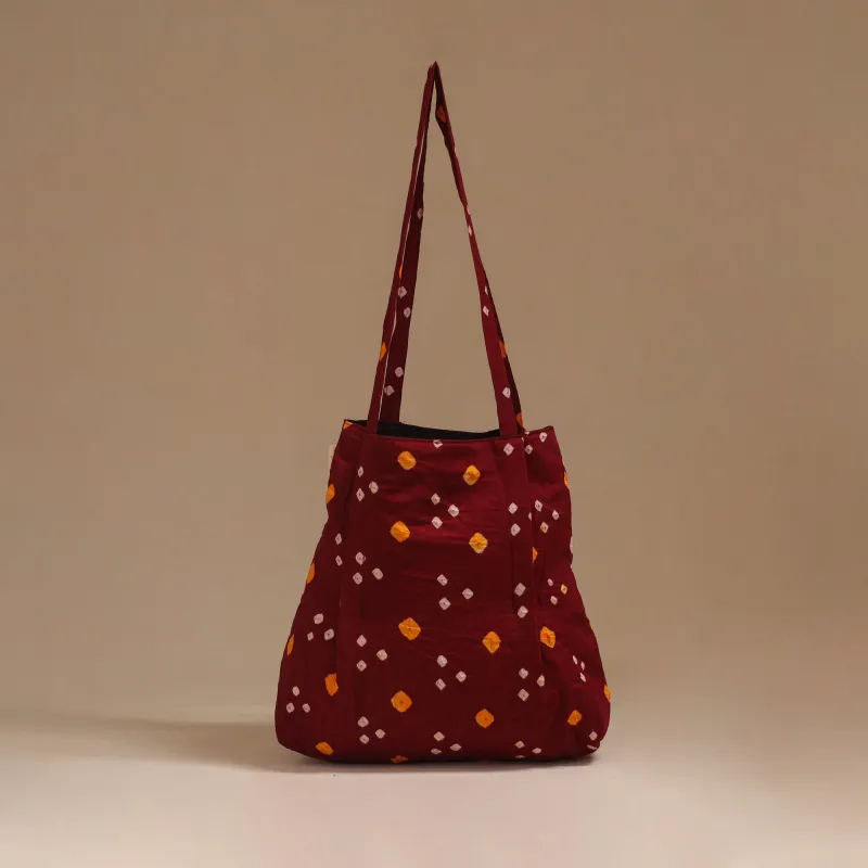 Maroon - Handcrafted Fabric Jhola Bag 08 sold by Itokri