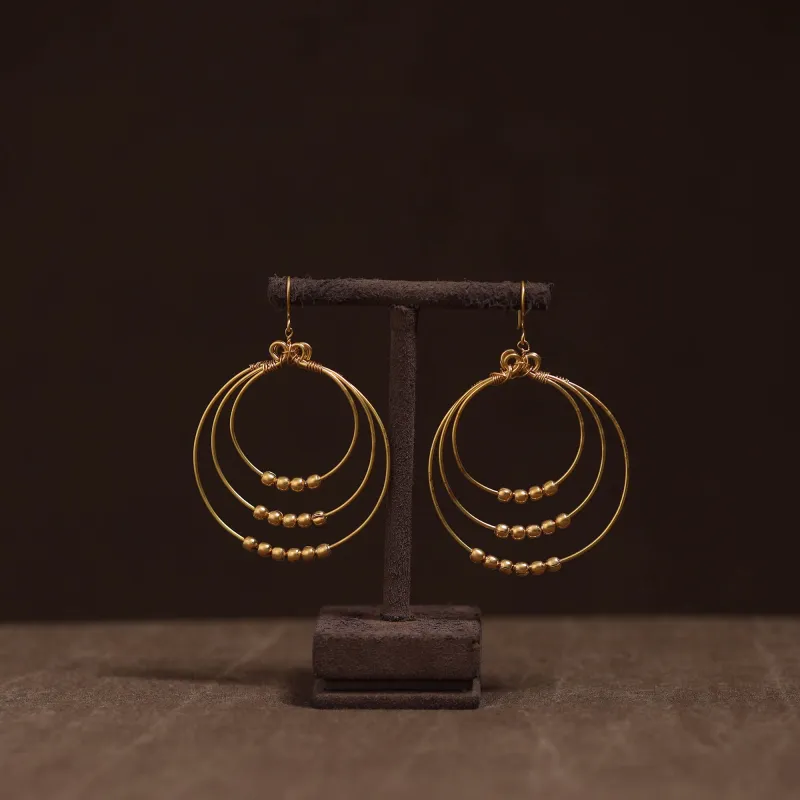 Yellow - Brass Metal Handcrafted Earrings 36 made by Itokri