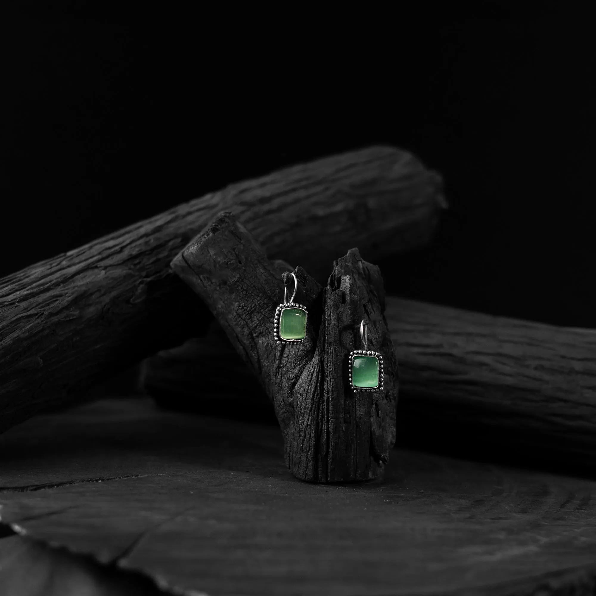 Mint Green - Saanjh Bela Square Shape Oxidised Drop Earrings sold by Itokri