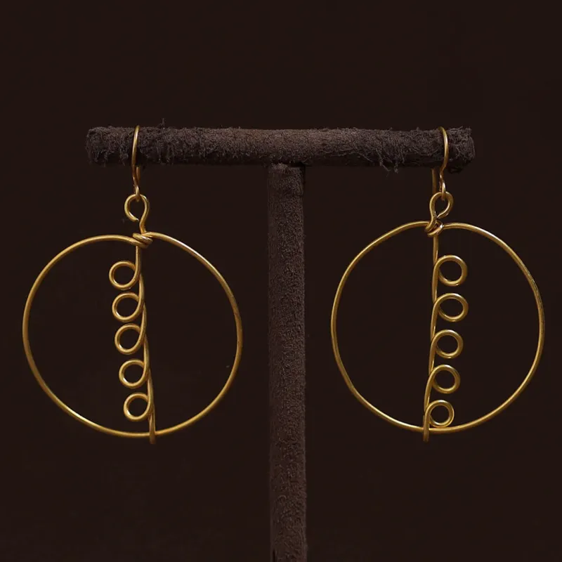 Yellow - Brass Metal Handcrafted Earrings 29 made by Itokri