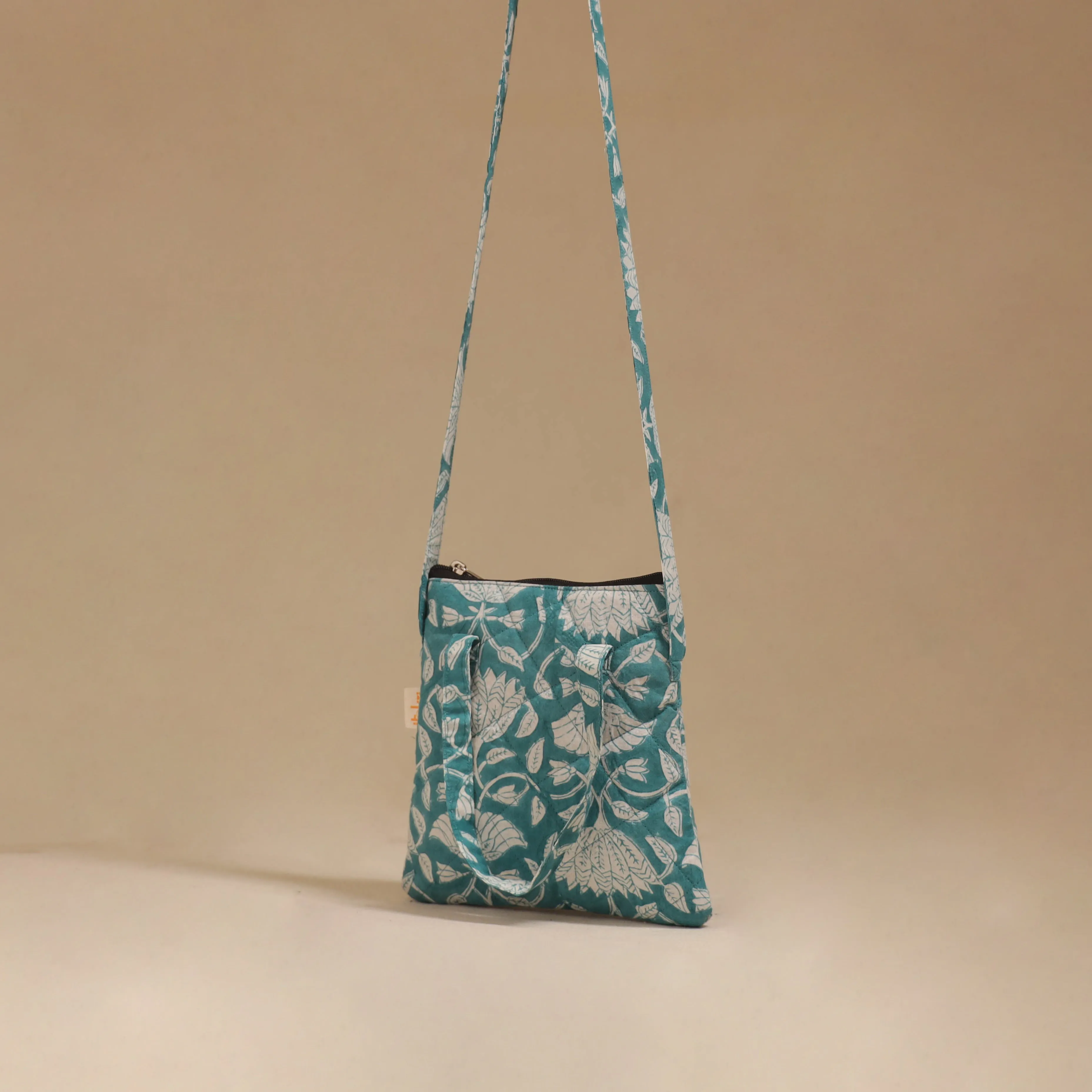 Green - Handcrafted Quilted Sling Bag 15 sold by Itokri product image thumbnail 3