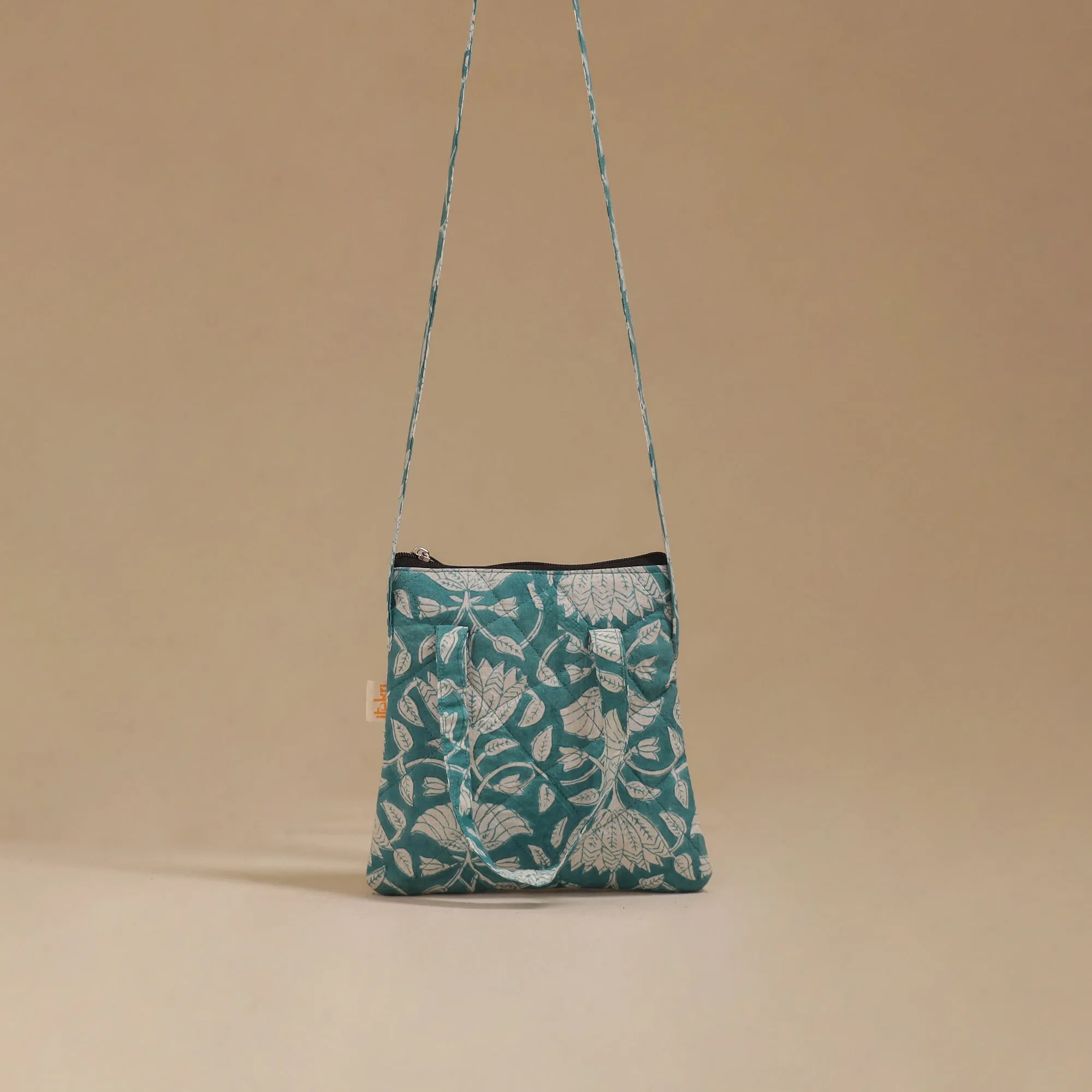 Green - Handcrafted Quilted Sling Bag 15 sold by Itokri product image thumbnail 2