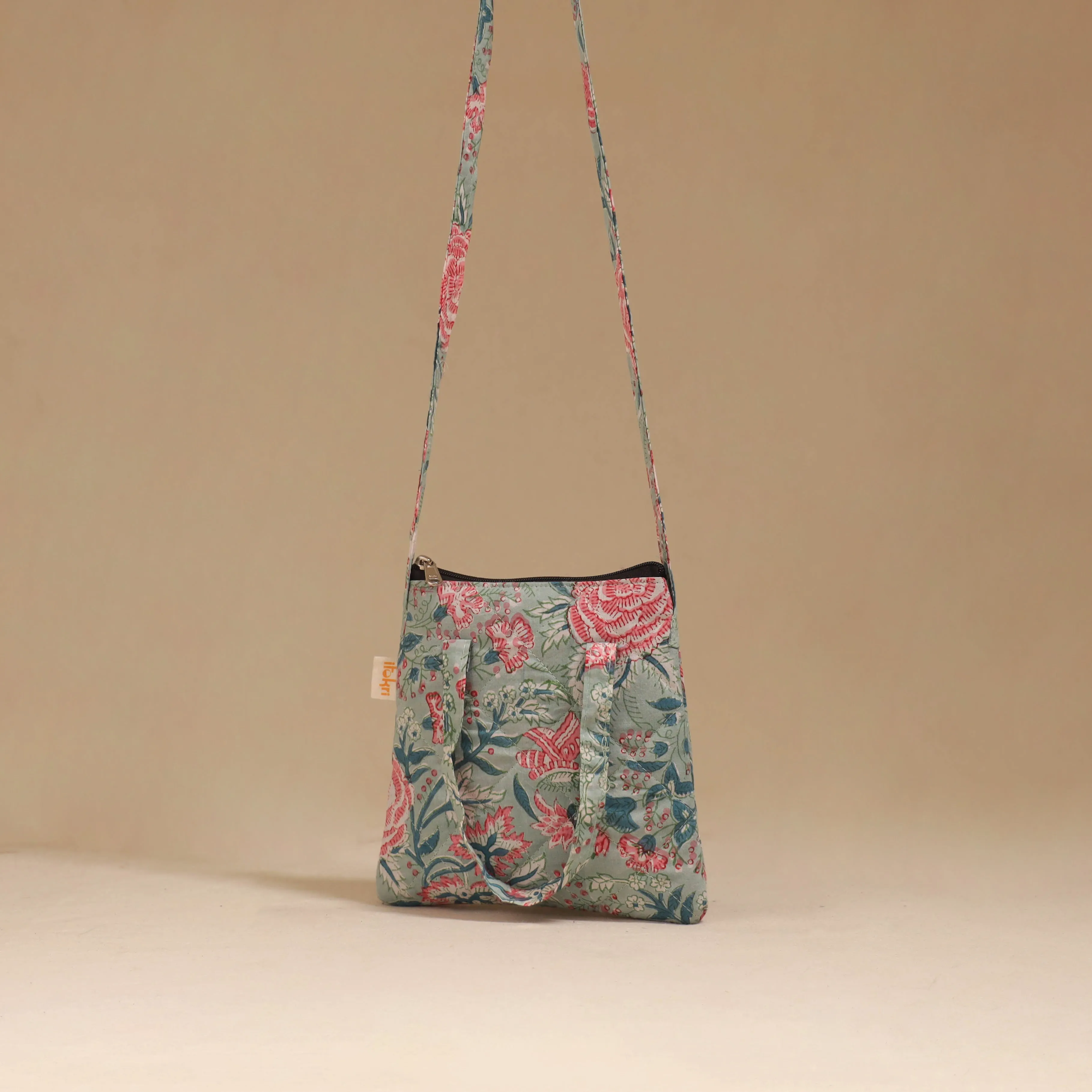 Green - Handcrafted Quilted Sling Bag 13 sold by Itokri product image thumbnail 3