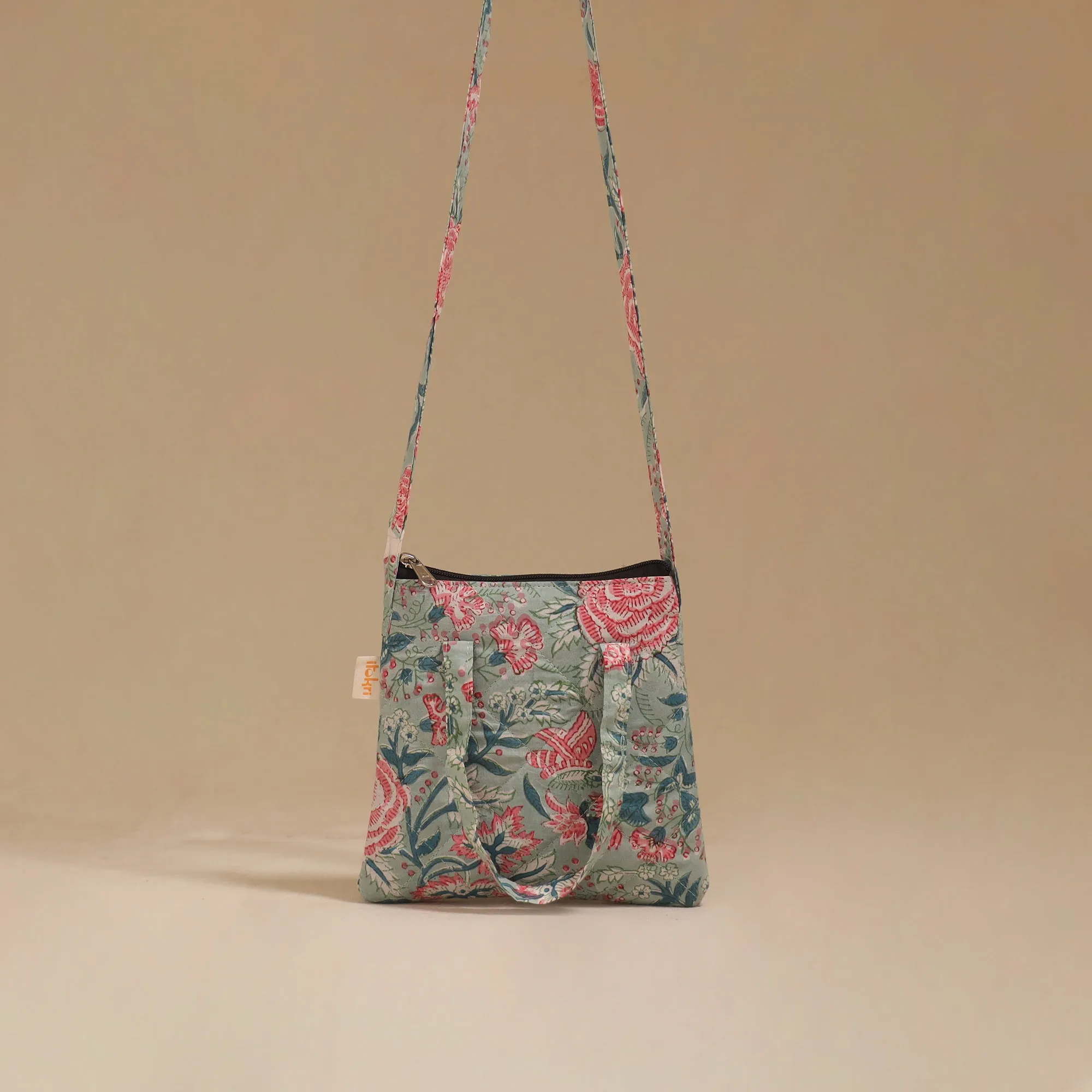 Green - Handcrafted Quilted Sling Bag 13 sold by Itokri product image thumbnail 2