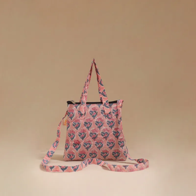 Pink - Handcrafted Quilted Sling Bag 12 made by Itokri