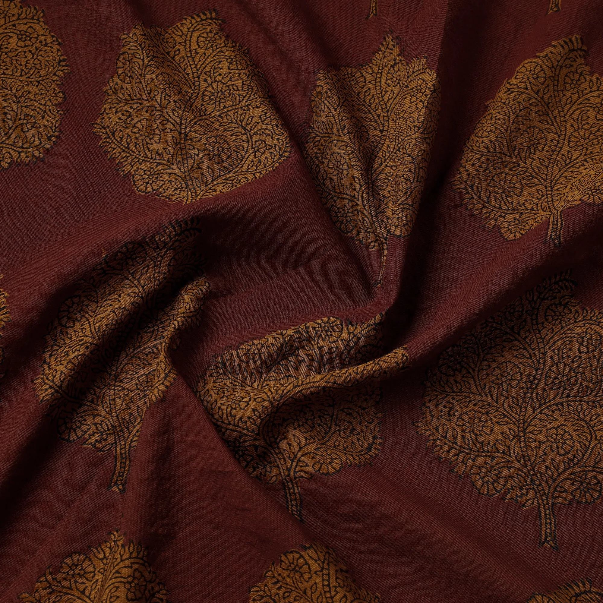 Maroon - Chanderi Silk Handloom Bagh Block Print Fabric sold by Itokri product image thumbnail 3