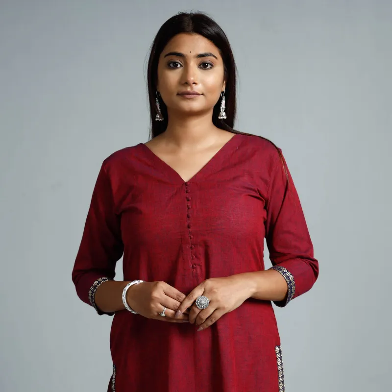 Red  - Dharwad Cotton Long Kurta sold by Itokri