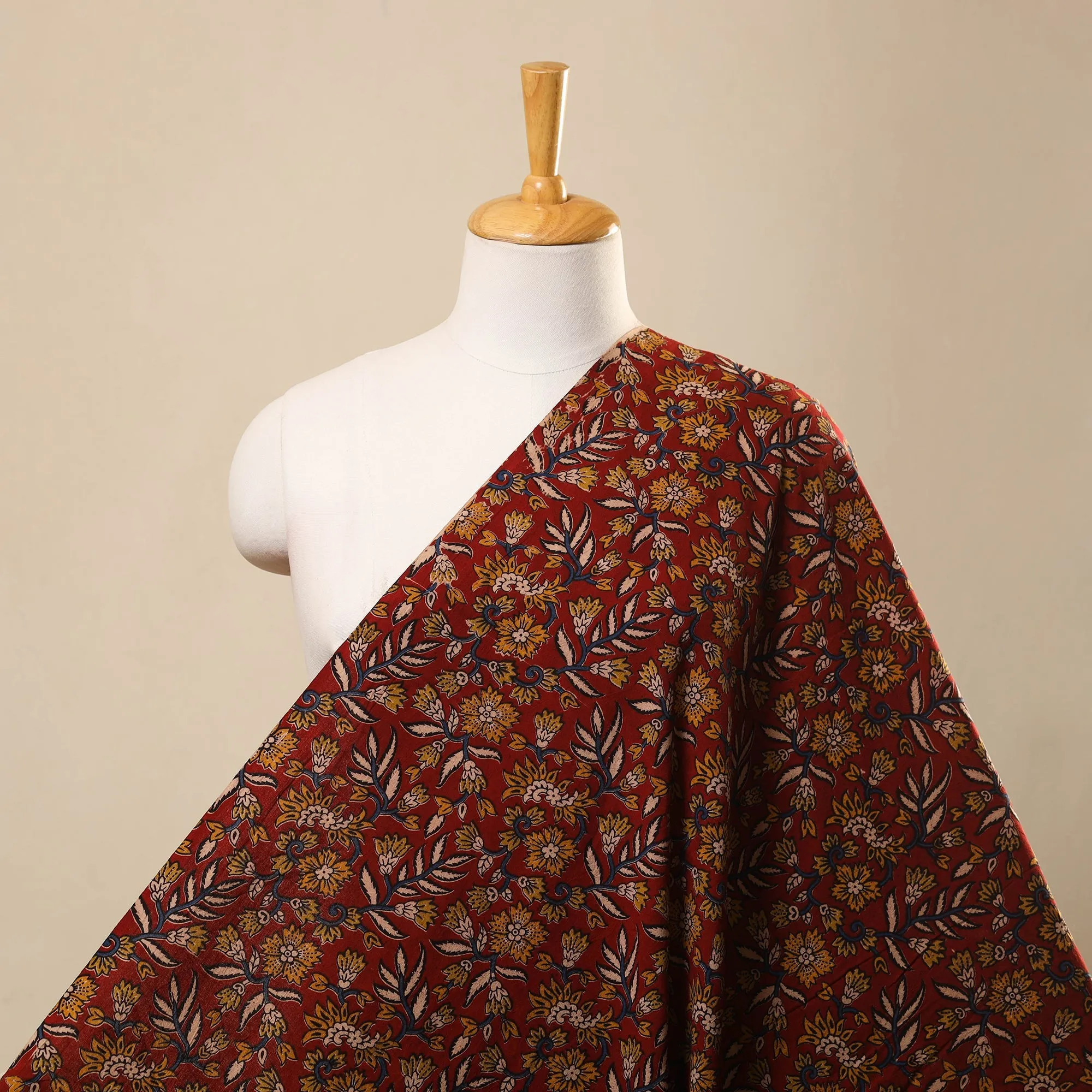 Red - Cotton Kalamkari Print Fabric 13 sold by Itokri