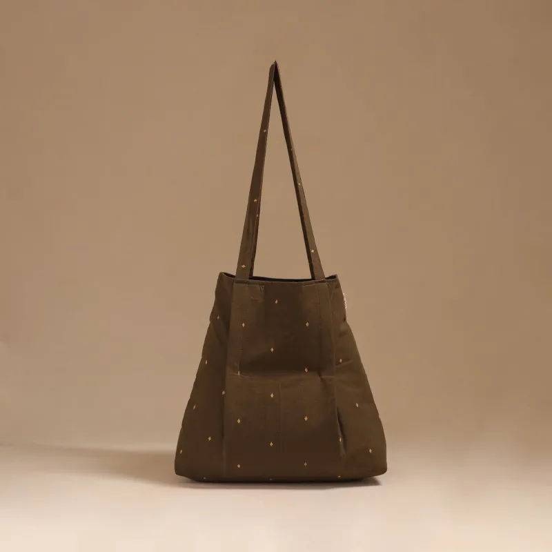 Brown - Handcrafted Fabric Jhola Bag 19 made by Itokri