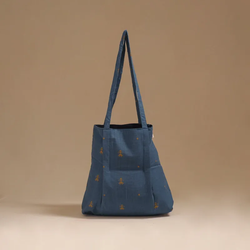 Blue - Handcrafted Fabric Jhola Bag 06 made by Itokri