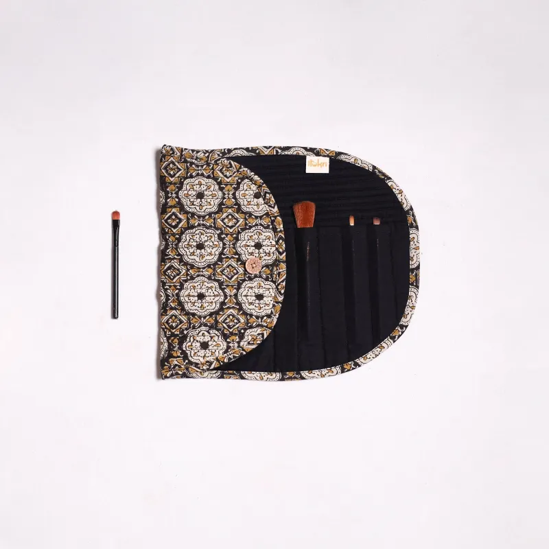 Black - Handmade Multipurpose Segmented Make-up Brush Wrap Pouch/Case 14 made by Itokri