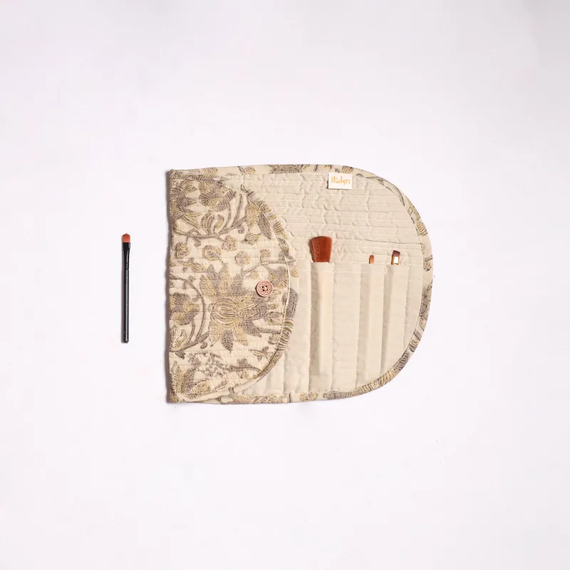 Beige - Handmade Multipurpose Segmented Make-up Brush Wrap Pouch/Case 12 sold by Itokri