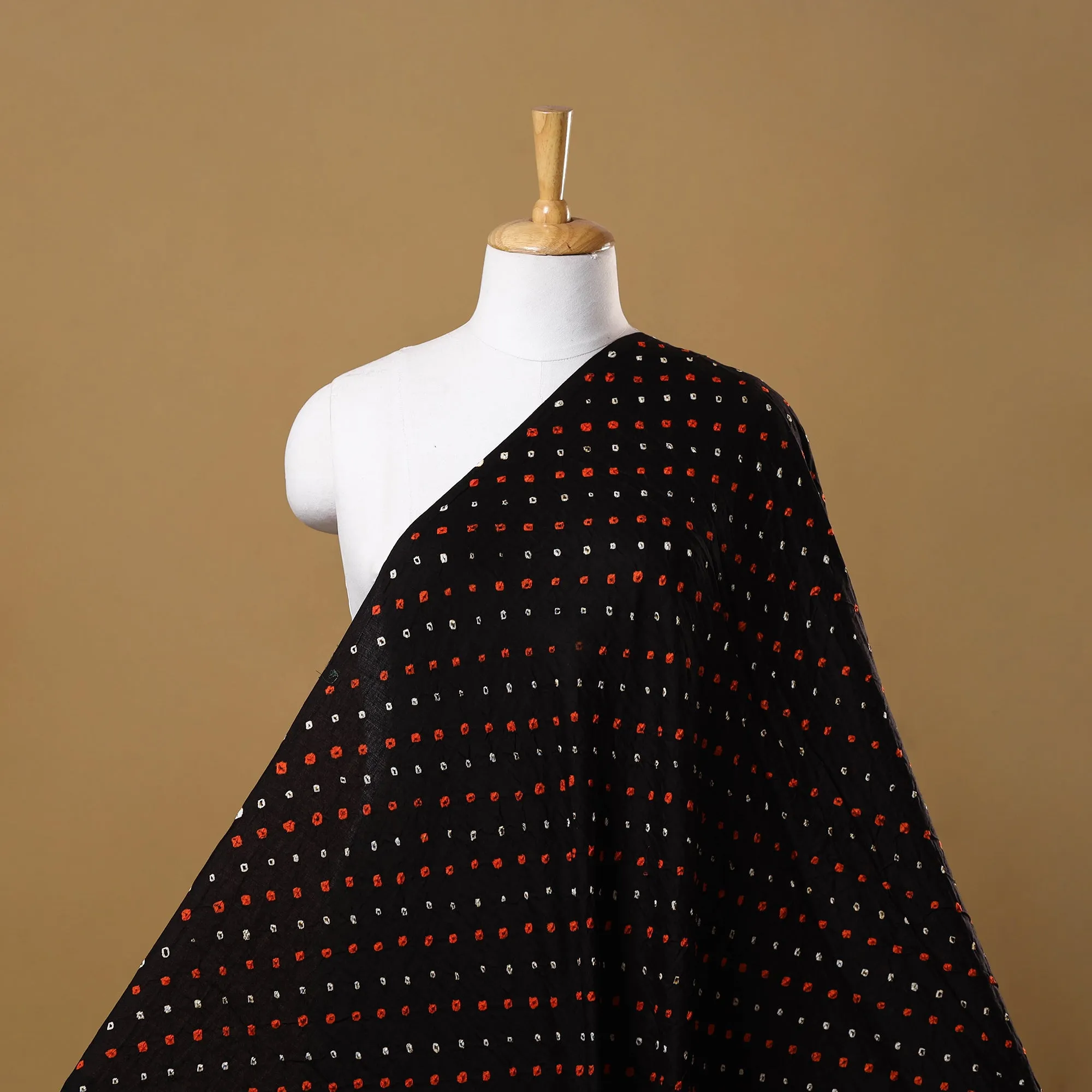 Black - Kutch Tie-Dye Cotton Bandhani Fabric 10 sold by Itokri