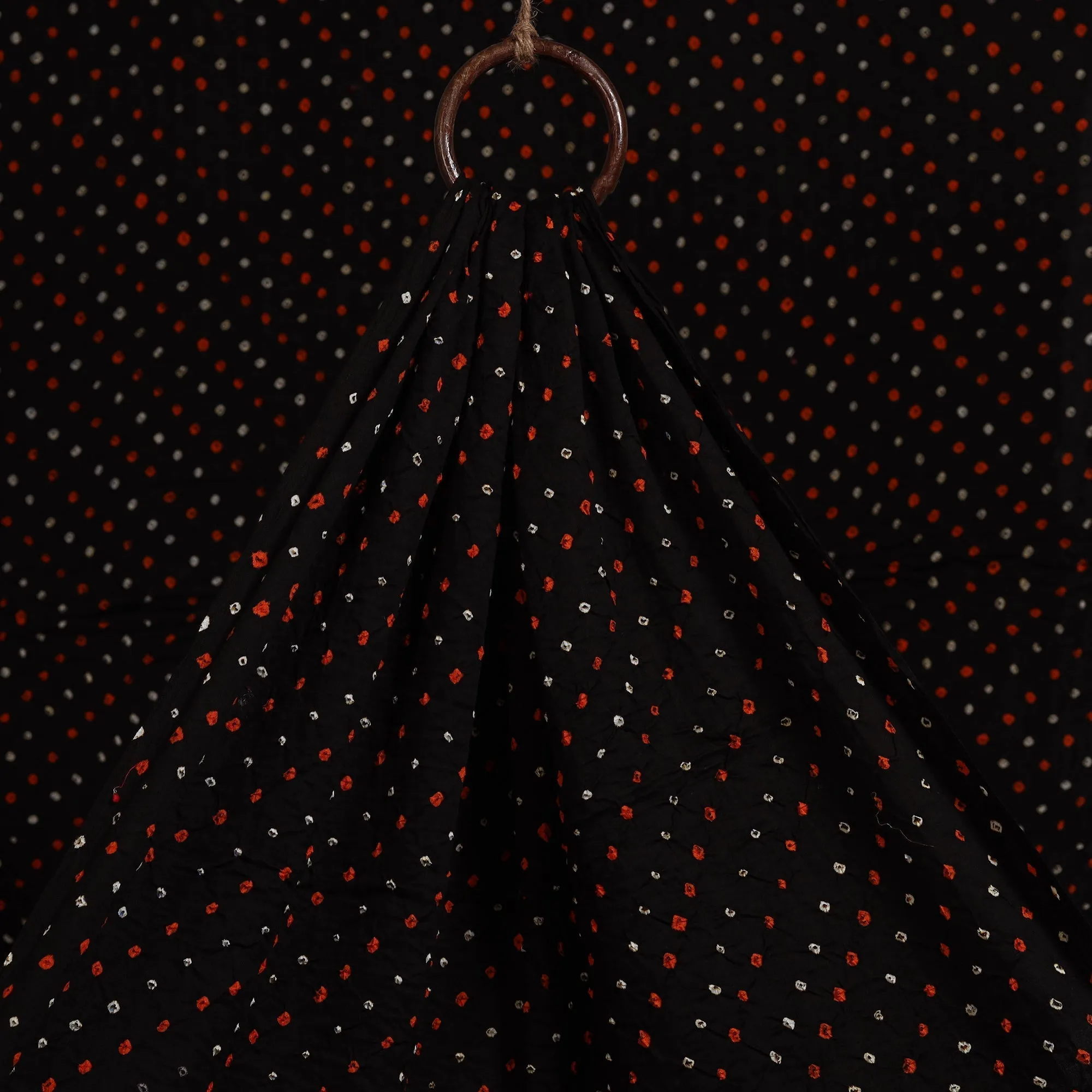 Black - Kutch Tie-Dye Cotton Bandhani Fabric 10 sold by Itokri product image thumbnail 2