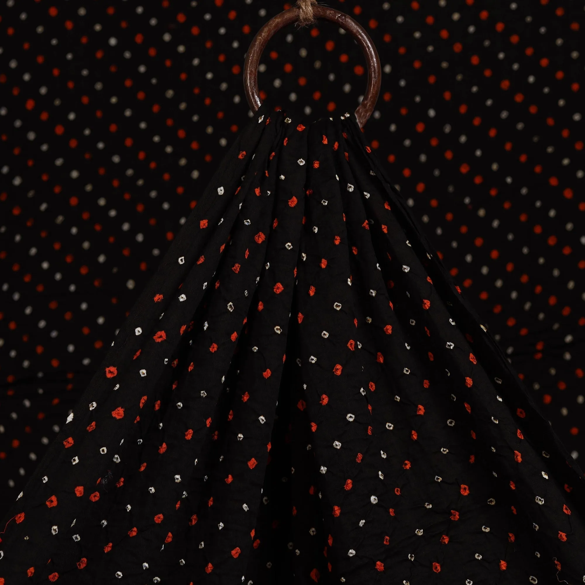 Black - Kutch Tie-Dye Cotton Bandhani Fabric 10 sold by Itokri product image thumbnail 3