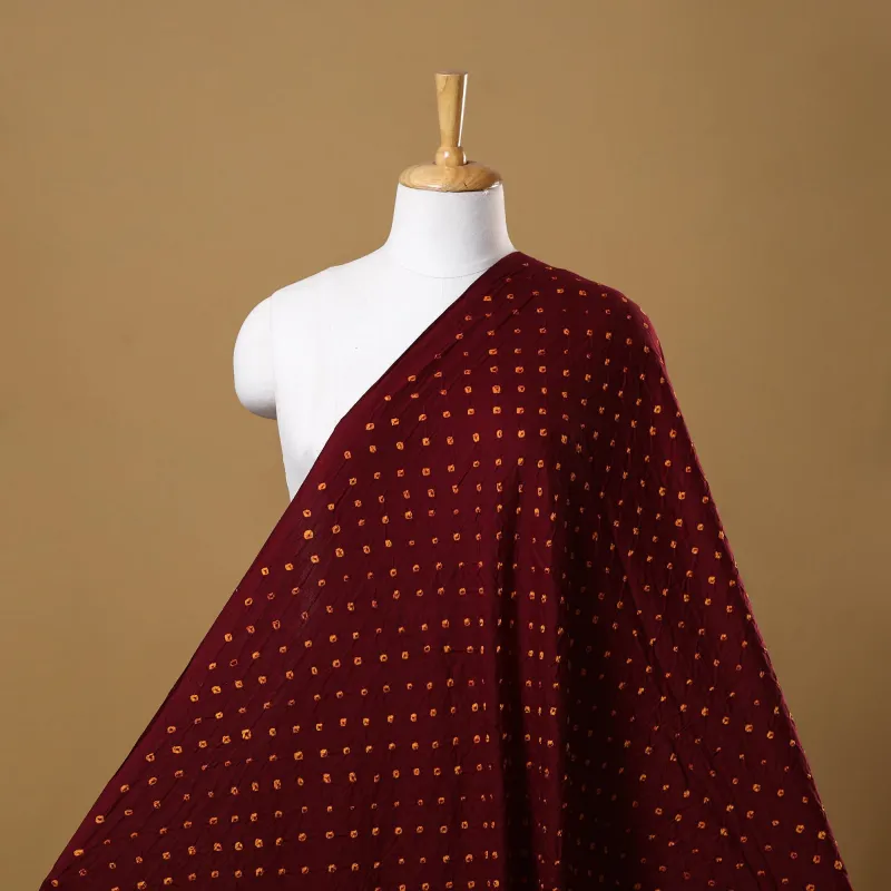 Maroon - Kutch Tie-Dye Cotton Bandhani Fabric 02 made by Itokri
