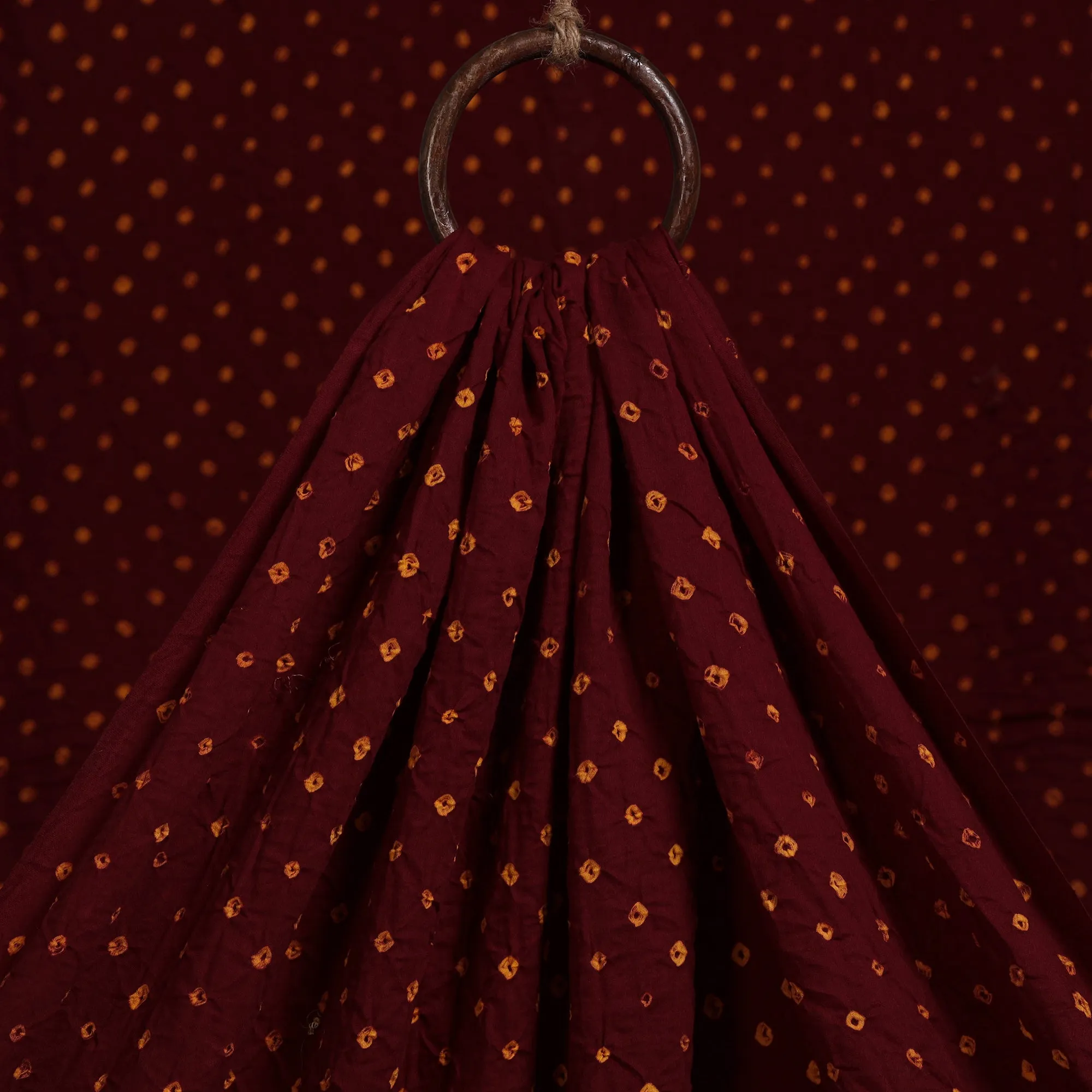 Maroon - Kutch Tie-Dye Cotton Bandhani Fabric 02 sold by Itokri product image thumbnail 3