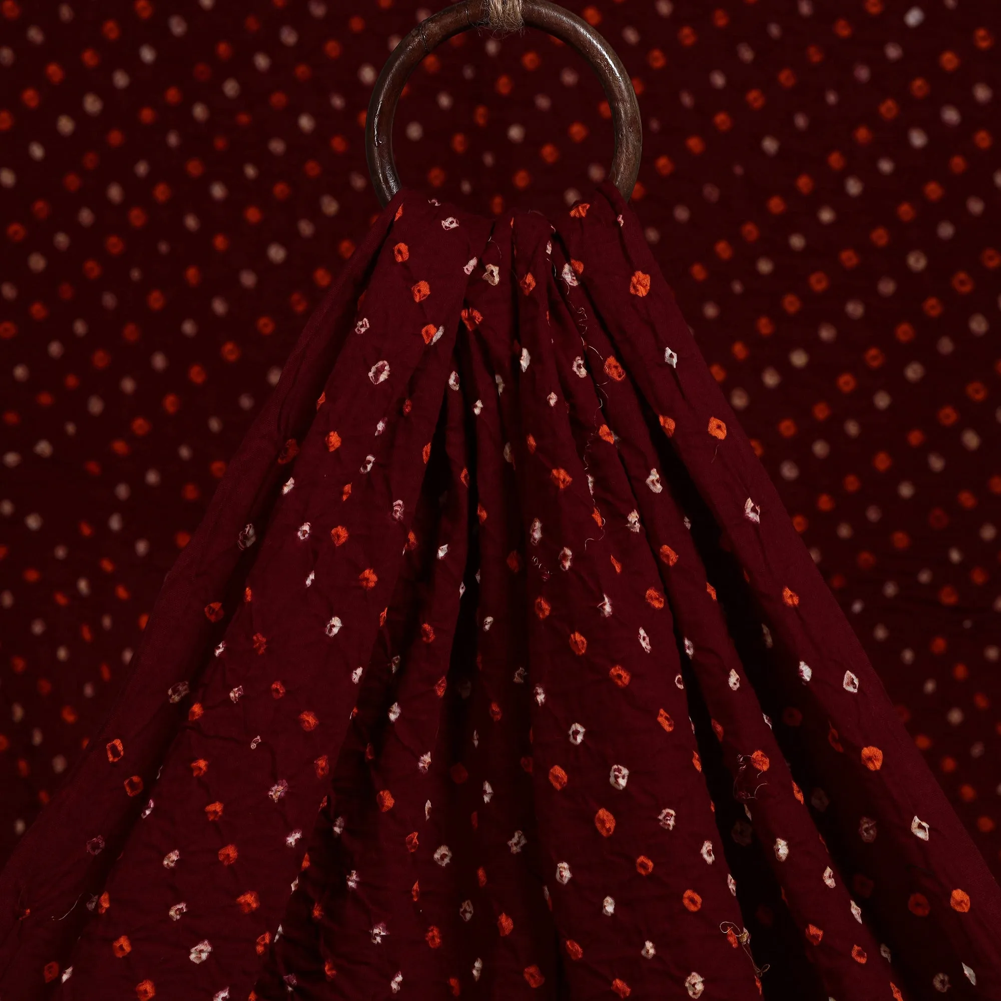Maroon - Kutch Tie-Dye Cotton Bandhani Fabric 16 sold by Itokri product image thumbnail 3
