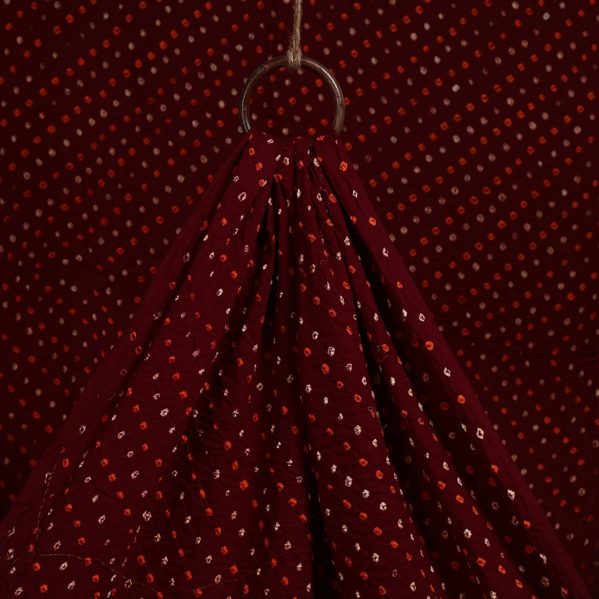 Maroon - Kutch Tie-Dye Cotton Bandhani Fabric 16 sold by Itokri product image thumbnail 2