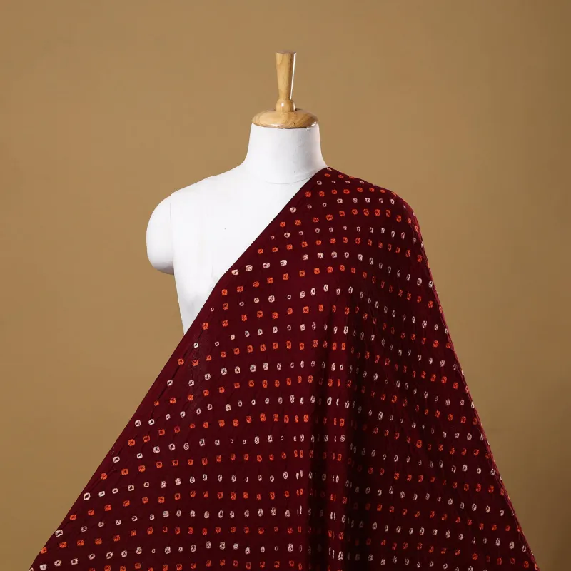 Maroon - Kutch Tie-Dye Cotton Bandhani Fabric 16 made by Itokri