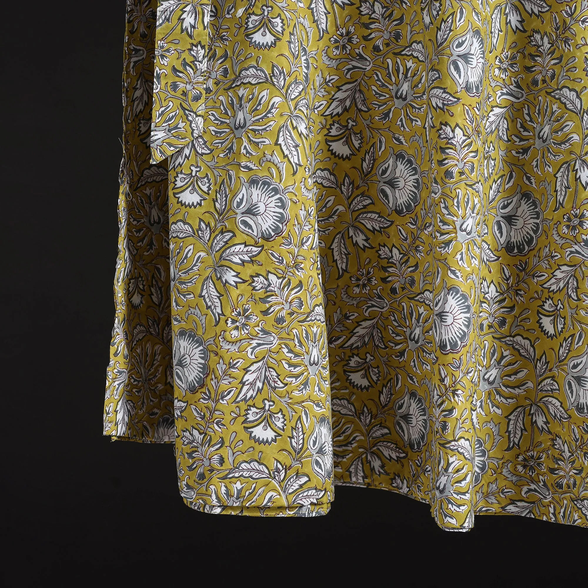 Yellow - Sanganeri Hand Block Print Cotton Wrap Around Skirt 85 sold by Itokri product image thumbnail 4