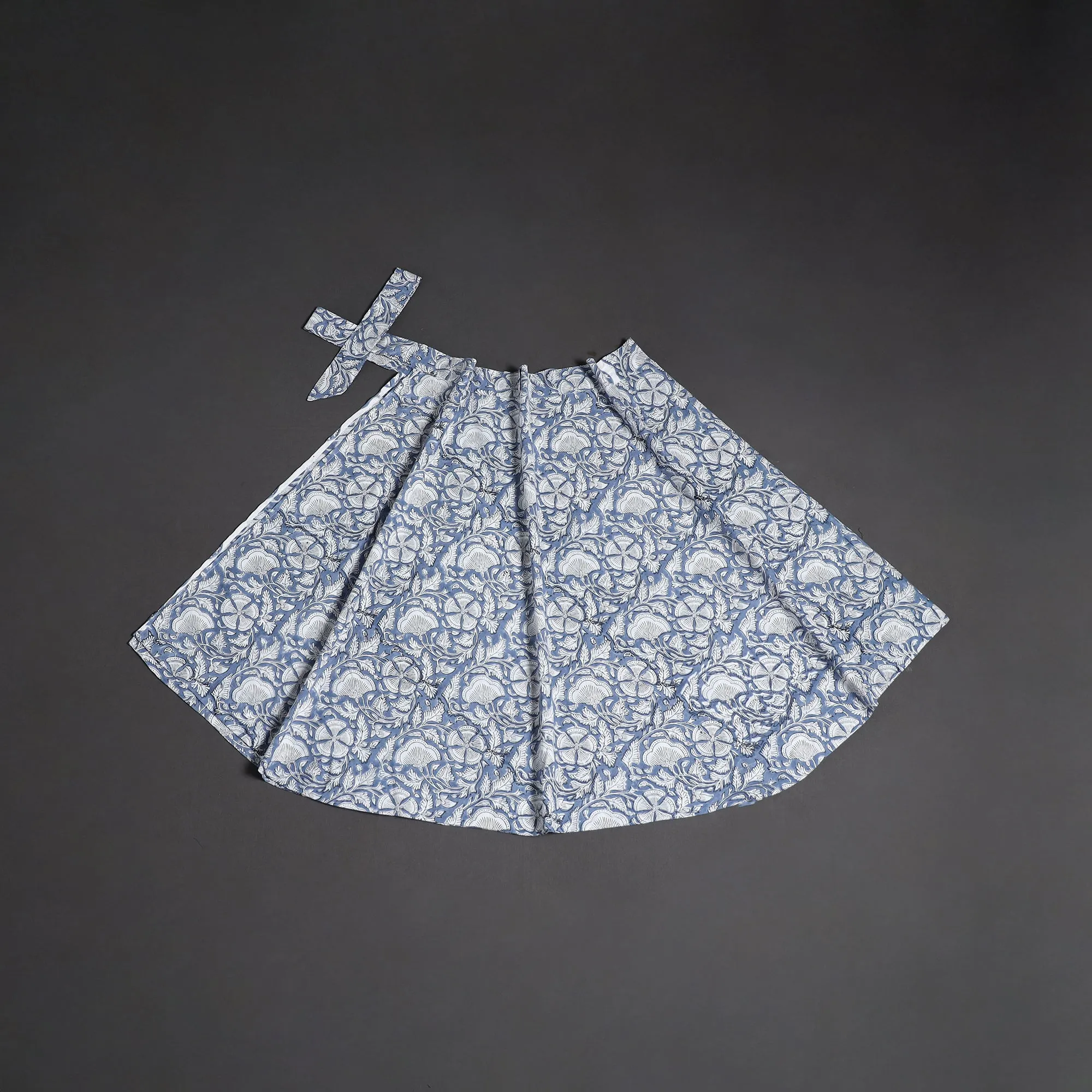 Blue - Sanganeri Hand Block Print Cotton Wrap Around Skirt 84 sold by Itokri product image thumbnail 2