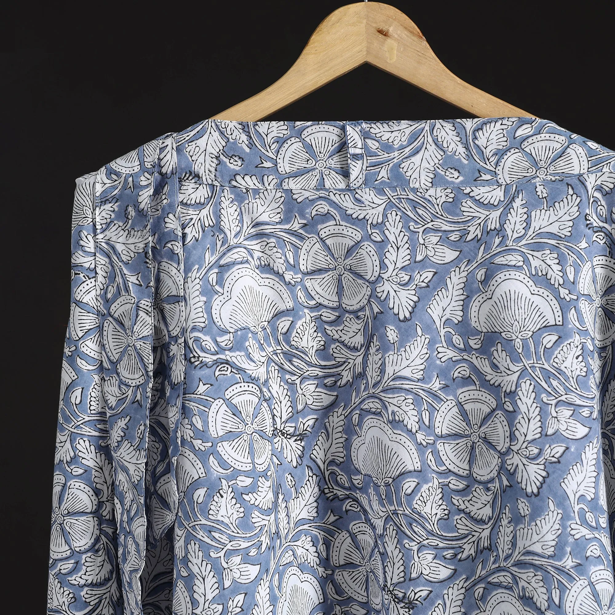 Blue - Sanganeri Hand Block Print Cotton Wrap Around Skirt 84 sold by Itokri product image thumbnail 3